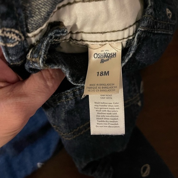 OshKosh B’Gosh | Denim Overalls with Footballs | 18 mo - Picture 6 of 7
